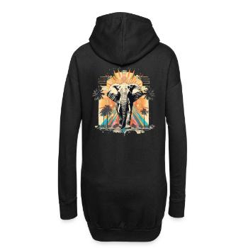Vintage Elefant im Retro Sommer Tropen Style - Hoodie-Kleid - Schwarz - Hinten