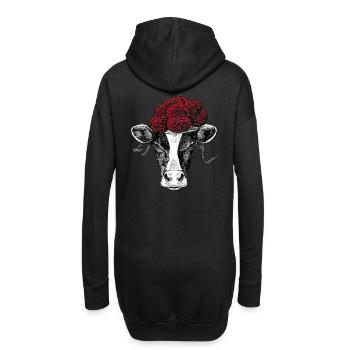 Schwarzwälder Kuh mit Bollenhut - Hoodie-Kleid - Schwarz - Hinten