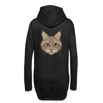Brown Cat / Katze - Hoodie-Kleid - Schwarz - Hinten
