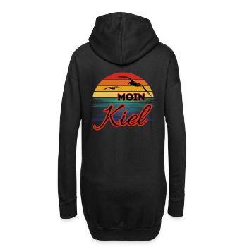 Moin Kiel avec mouette dans un style rétro - Sweat-shirt à capuche long Femme - noir - Dos