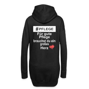 Pflege - Großes Herz - Hoodie-Kleid - Schwarz - Hinten