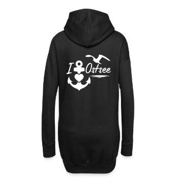Ostsee-Ich liebe die Ostsee mit Anker Herz & Möwe - Hoodie-Kleid - Schwarz - Hinten