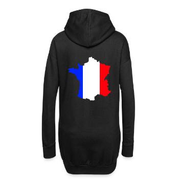 Flagge von Frankreich und Karte von Frankreich - Hoodie-Kleid - Schwarz - Hinten