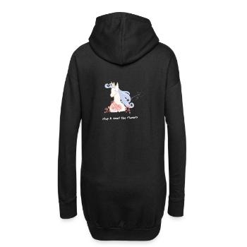 La licorne aime les fleurs - Sweat-shirt à capuche long Femme - noir - Dos