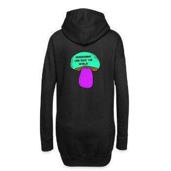 Mushrooms can save the world - Sweat-shirt à capuche long Femme - noir - Dos