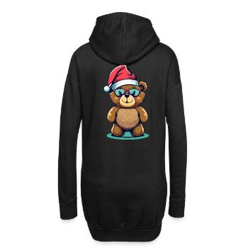Ours en peluche avec chapeau de Noël - Sweat-shirt à capuche long Femme - noir - Dos