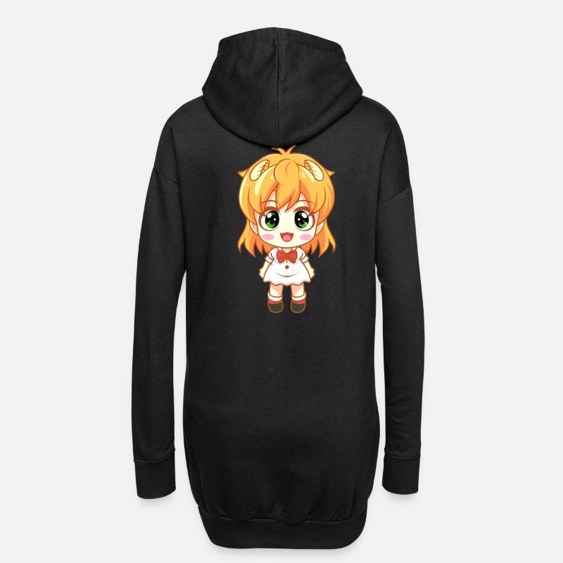 manga comic mädchen - Hoodie-Kleid - Schwarz