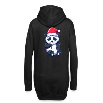 Panda mignon avec chapeau de père Noël - Sweat-shirt à capuche long Femme - noir - Dos