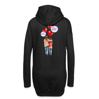 Happy Together – Romantische Aquarell-Illustration - Hoodie-Kleid - Schwarz - Hinten