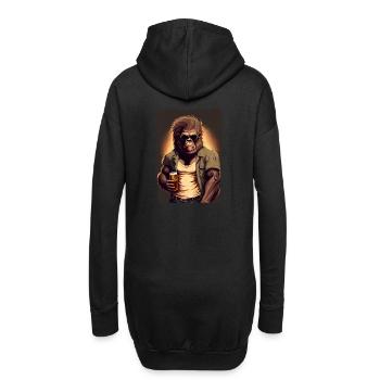 Badass Gorilla mit Sonnenbrille und Bier - Hoodie-Kleid - Schwarz - Hinten