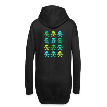 Totenkopf / Muster / Grün - Hoodie-Kleid - Schwarz - Hinten