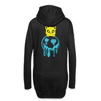 Coucher de soleil Chat Chat Visage Chat Soleil - Sweat-shirt à capuche long Femme - noir - Dos