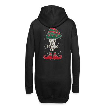 mignon mais psycho elfe partenaire cadeau de Noël - Sweat-shirt à capuche long Femme - noir - Dos