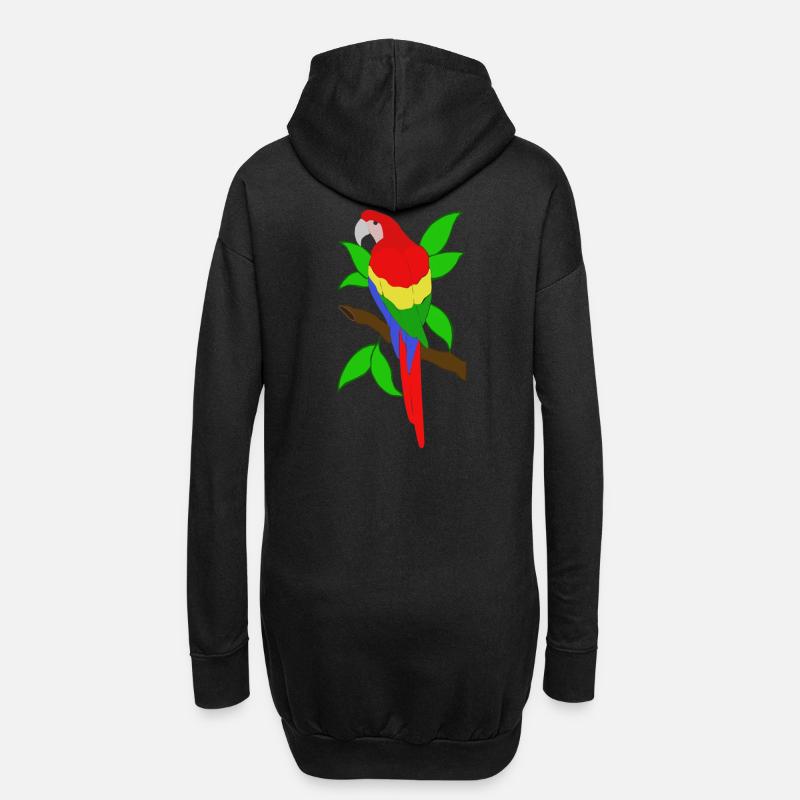 Ara perroquet - Sweat-shirt à capuche long Femme - noir