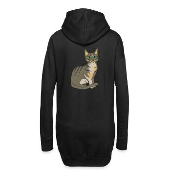 Katze - Hoodie-Kleid - Schwarz - Hinten