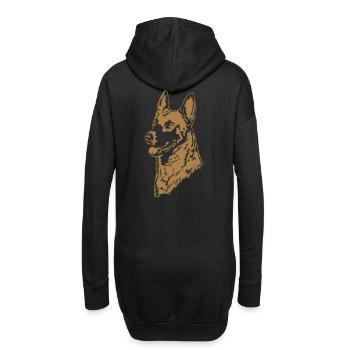 Malinois_Portrait auf dunklen Shirts - Hoodie-Kleid - Schwarz - Hinten