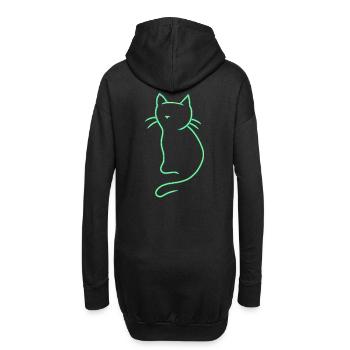 Chat rétro vintage des années 80 old school - Sweat-shirt à capuche long Femme - noir - Dos