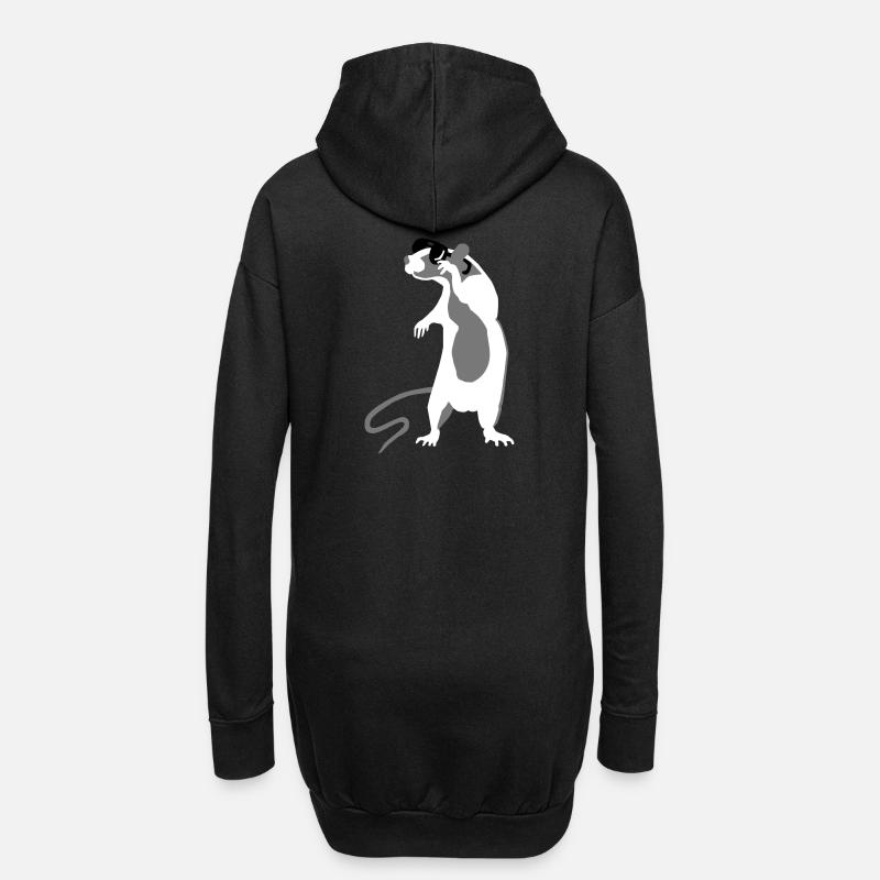 Ratte mit Sonnenbrille - Hoodie-Kleid - Schwarz