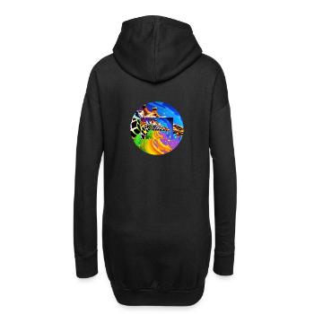 Farbenfrohe Giraffe - Hoodie-Kleid - Schwarz - Hinten