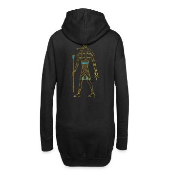 Anubis Egyptian Gold and blue stained glass - Hoodie Dress - black - Back