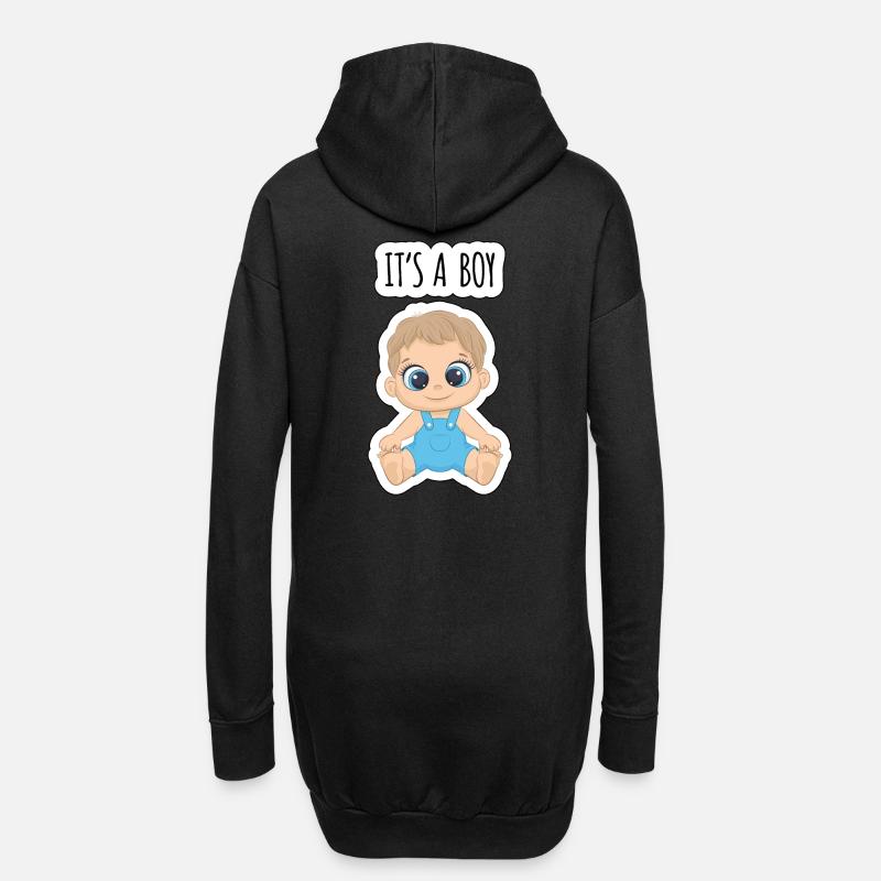 Es ist ein Junge - Hoodie-Kleid - Schwarz