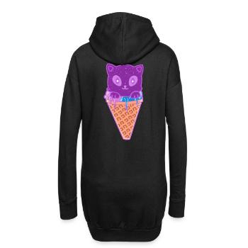 Katze Eiskreme Eiscrem - Hoodie-Kleid - Schwarz - Hinten