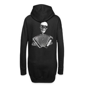 Totenkopf mit Akkordeon - Hoodie-Kleid - Schwarz - Hinten