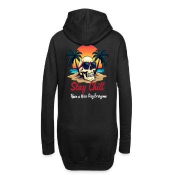 Stay Chill, Totenkopf mit Sonnenbrille Beach Design - Hoodie-Kleid - Schwarz - Hinten