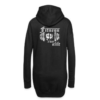 Fitness Gym Bodybuilding Workout Outfit Sportswear - Hoodie-Kleid - Schwarz - Hinten