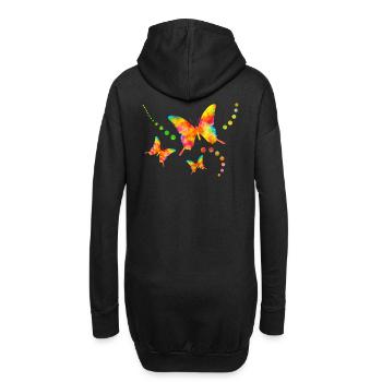 Bunte Schmetterlinge Schmetterling bunt Sommer süß - Hoodie-Kleid - Schwarz - Hinten