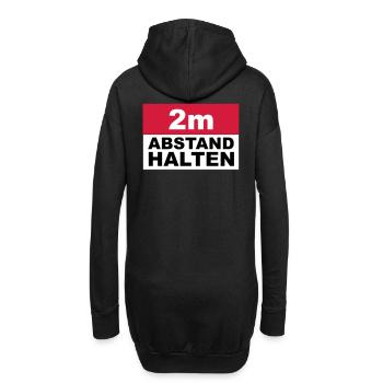 2m Abstand halten - Hoodie-Kleid - Schwarz - Hinten