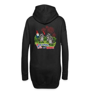Waschbären-Feuerwerksparty zum 4. Juli - Hoodie-Kleid - Schwarz - Hinten