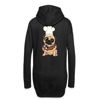 Mops Hund Hunde Kinder Kind Weihnachtsgeschenk - Hoodie-Kleid - Schwarz - Hinten