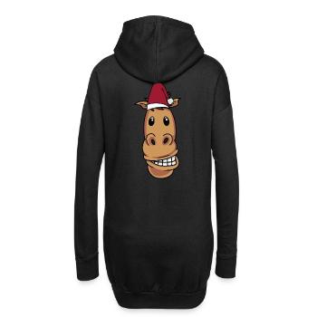 Père Noël Cheval Poney Cavalier Joyeux Noël - Sweat-shirt à capuche long Femme - noir - Dos