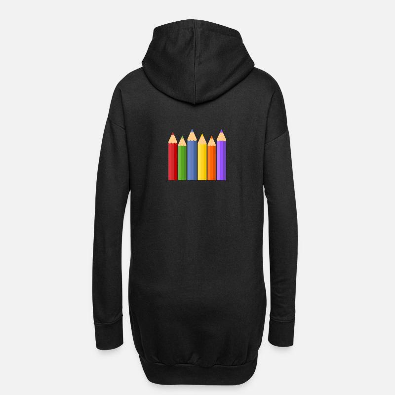 Bleistift Buntstifte Buntstift Stifte Stift Schule - Hoodie-Kleid - Schwarz