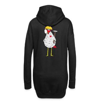 Handwerker Huhn Hammer Herz Baustelle Berufe Job - Hoodie-Kleid - Schwarz - Hinten