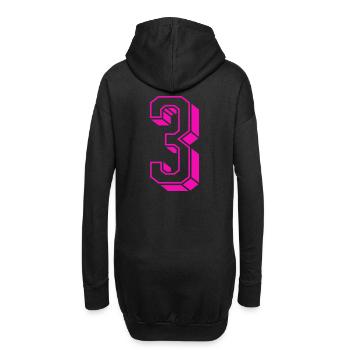 Zahl drei - Nummer 3 pink Mädchen Trikotnummer - Hoodie-Kleid - Schwarz - Hinten