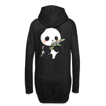 Mignon panda kawaii avec bambou - Sweat-shirt à capuche long Femme - noir - Dos
