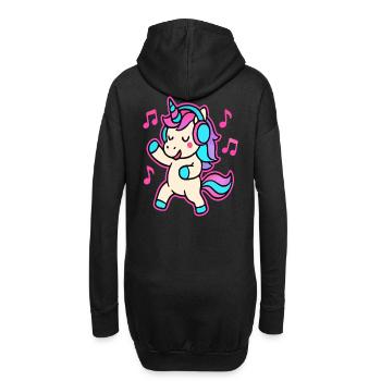 Tanzendes Einhorn mit Kopfhörern – Fun Music Vibes - Hoodie-Kleid - Schwarz - Hinten