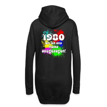 1980 bin ich aus meiner mama ausgezogen - Hoodie-Kleid - Schwarz - Hinten