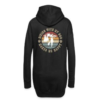 Hund Wandern Terrier Berge Geschenk - Hoodie-Kleid - Schwarz - Hinten