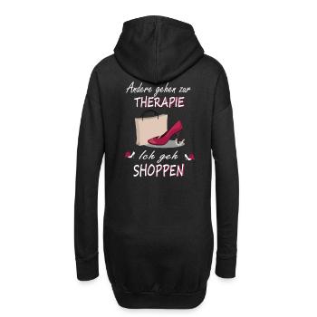 Shoppen Shopping Therapie Spruch Einkauf Design - Hoodie-Kleid - Schwarz - Hinten