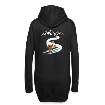 Skitour Tourenski Fuchs Berg Motiv - Hoodie-Kleid - Schwarz - Hinten