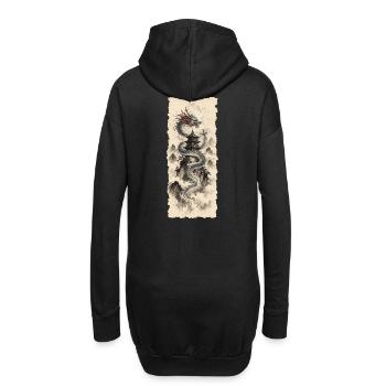 Blauer Drache im chinesischen Bergnebel - Hoodie-Kleid - Schwarz - Hinten