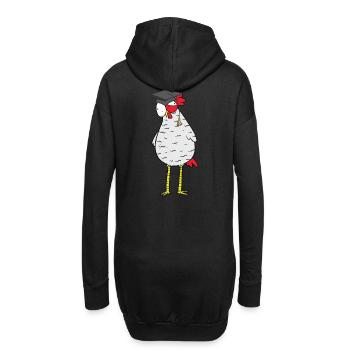 Schlaues kluges Huhn Henne Hühner Federvieh Abi - Hoodie-Kleid - Schwarz - Hinten
