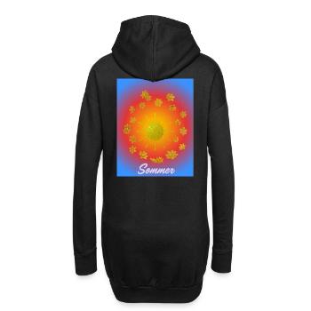 Sommer Sonne Glitzerblumen Muster - Hoodie-Kleid - Schwarz - Hinten