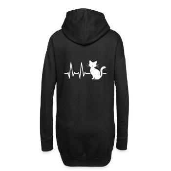 Süße Katzengrafik mit Herzlinie und Herz - Hoodie-Kleid - Schwarz - Hinten