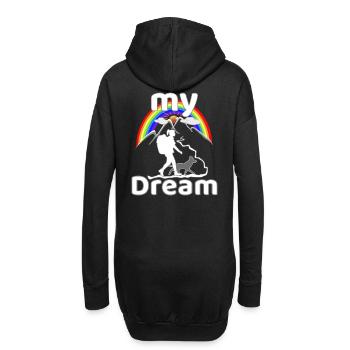 le chien de rêve avec femme en randonnée - Sweat-shirt à capuche long Femme - noir - Dos