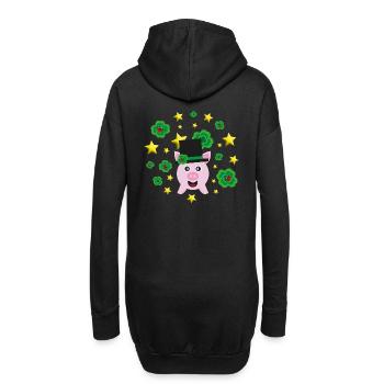 Silvester Sterne mit Glücksschwein und Klee. - Hoodie-Kleid - Schwarz - Hinten