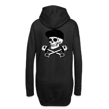 Totenkopf und Kolben - Hoodie-Kleid - Schwarz - Hinten